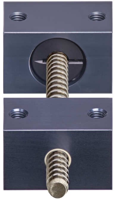 lead screw support block made of anodized aluminum