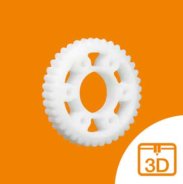 3D printed gear with 3D printing symbol