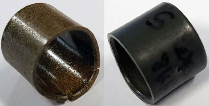 close-up of damaged bearings