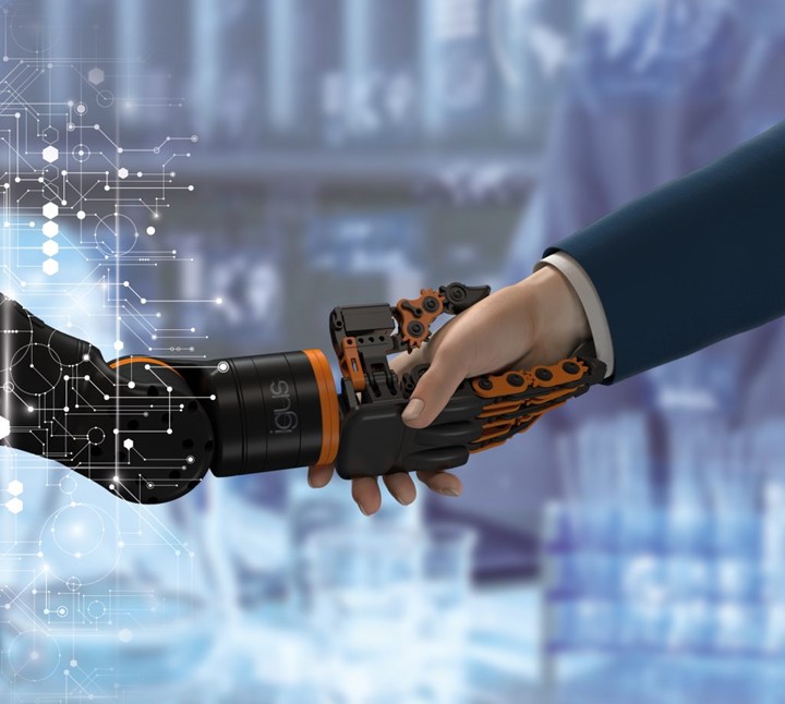 bionic hand handshake with human