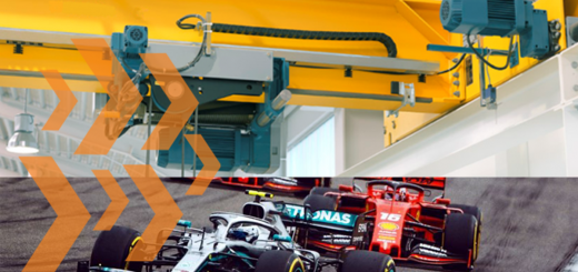 F1 car racing and guidefast alternative to festoons on cranes