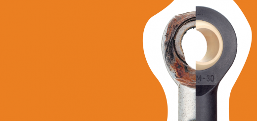 metal rusted rod end and a plastics-based rod end