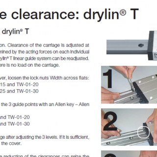 drylin t adjustment instructions with images of carriage and rail