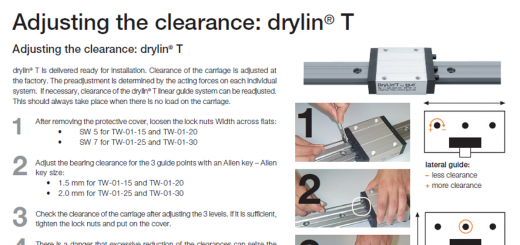 drylin t adjustment instructions with images of carriage and rail