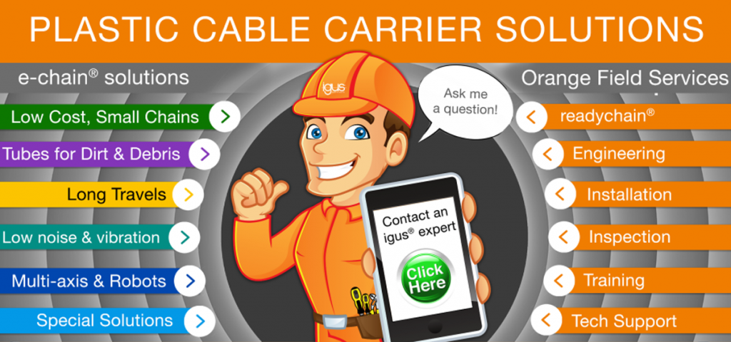 categories of cable carriers and igus person with hard hat