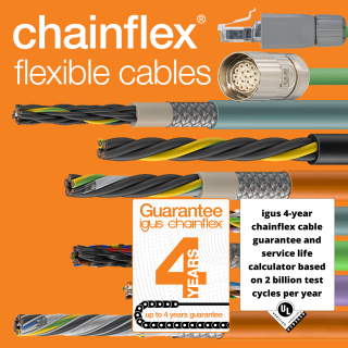 chainflex flexible cables plus 4-year guarantee logo and readycable