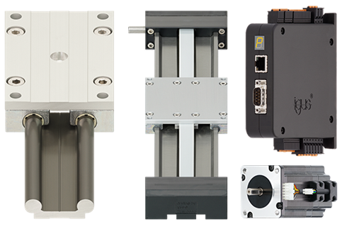 linear system including linear rail and carriage, belt-driven linear actuator, D1 motor control and electric motor
