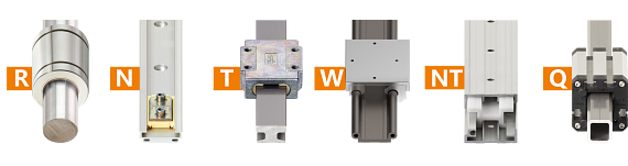 linear rails of different types including drylin R, N, T, W, NT, and Q