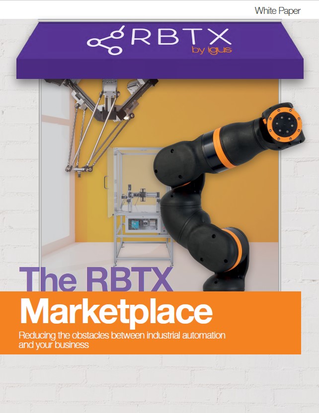 RBTX marketplace white paper cover with various robotic products