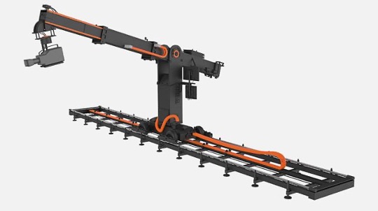 jib crane diagram with energy chain highlighted in orange