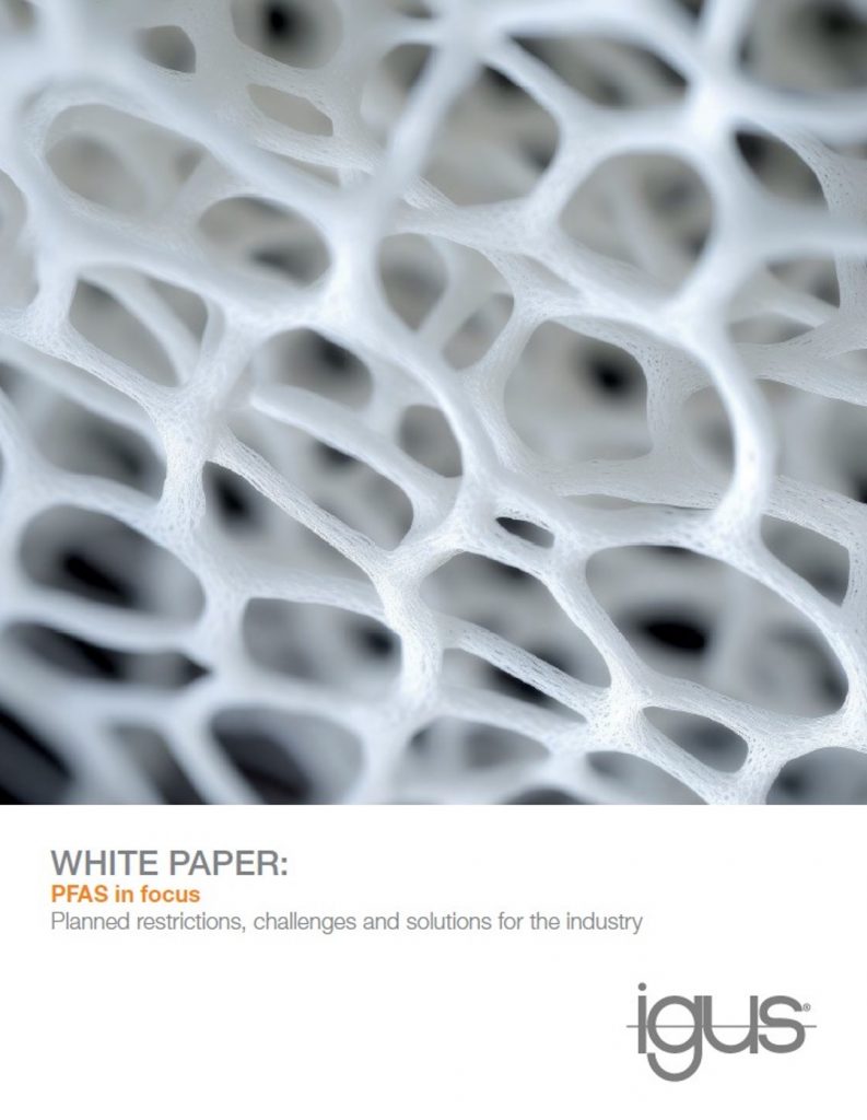 PFAS in focus white paper cover, close-up of plastic