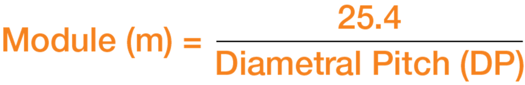 Module equation with 25.4 indication