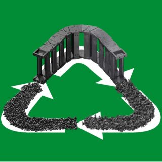 recycling image with cable carrier and plastic recycling granules