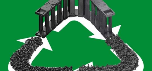 recycling image with cable carrier and plastic recycling granules