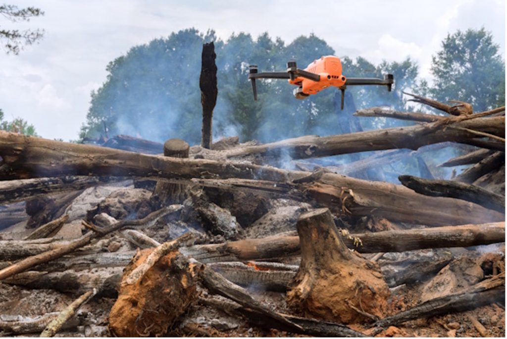 drone over a forest fire