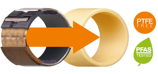 metal bearing with an arrow towards plastic bearing