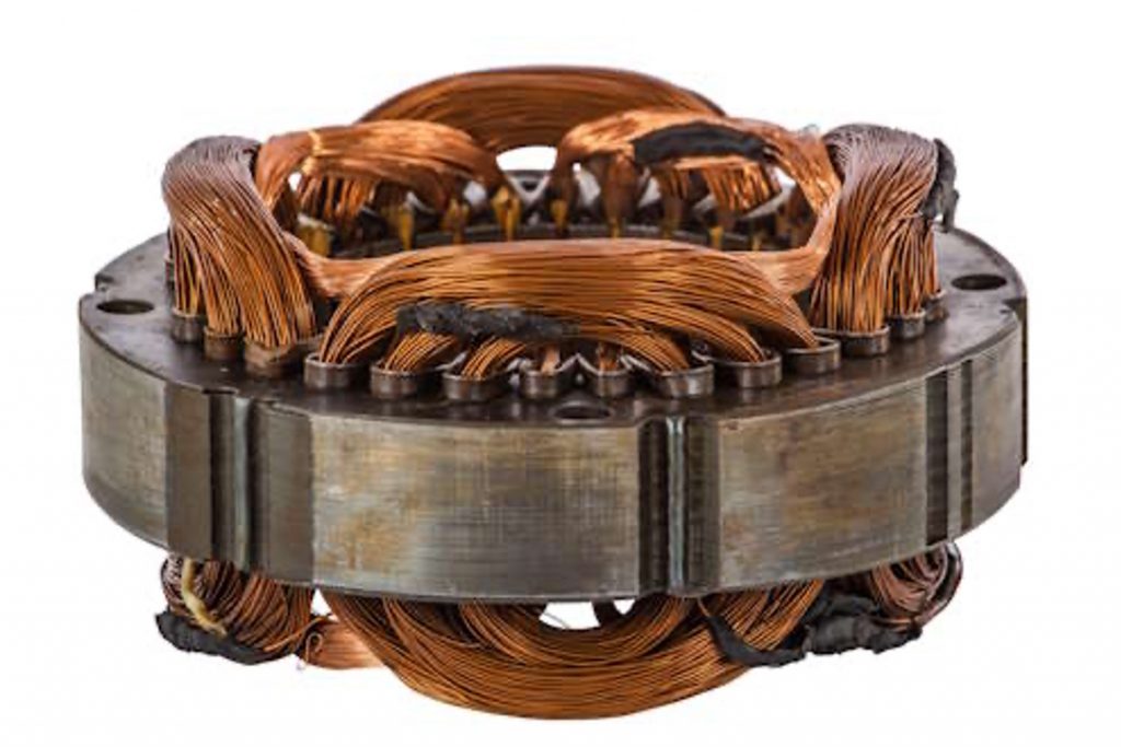 stator with a close-up on the windings