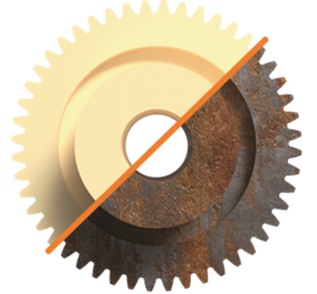gear materials either plastic or corroded metal