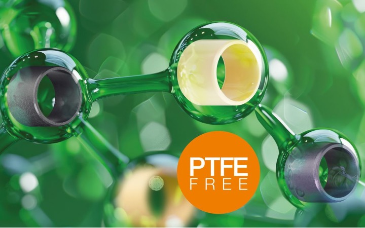 close-up of a molecule model that is actually a ptfe-free plastic bearing