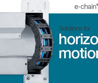 Cable carrier for horizontal motion, guidelok, on a green background