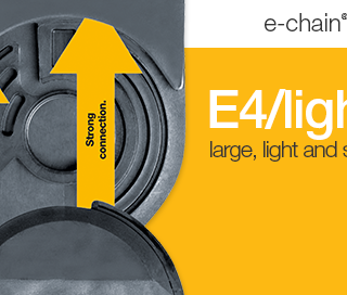 E4/light image of cable carrier against mustard yellow