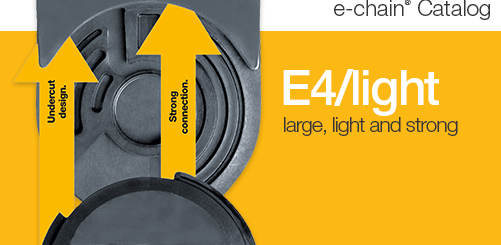 E4/light image of cable carrier against mustard yellow
