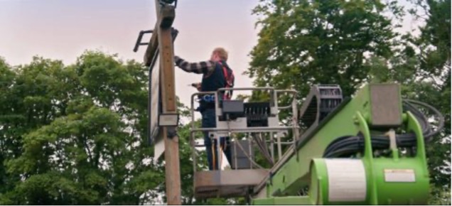 person on a boom lift