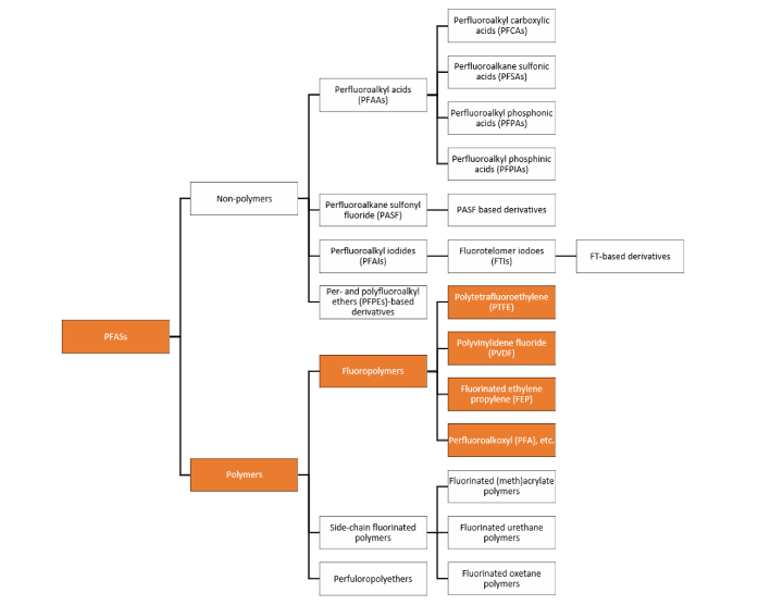 a chart showing subcategories of PFAS