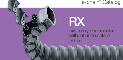 e-chain tubes RX catalogue cover showing cable carrier