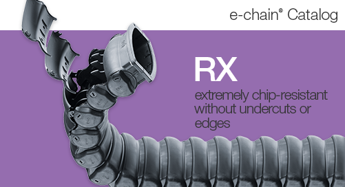 e-chain tubes RX catalogue cover showing cable carrier