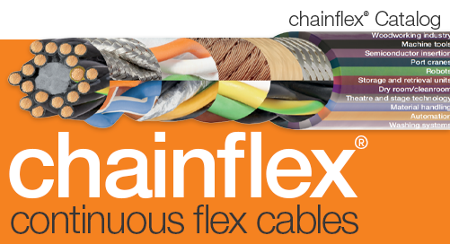 chainflex catalogue thumbnail image with flexible cable, showing inside wires