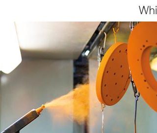 tribo-coating white paper thumbnail, coating with an orange powder