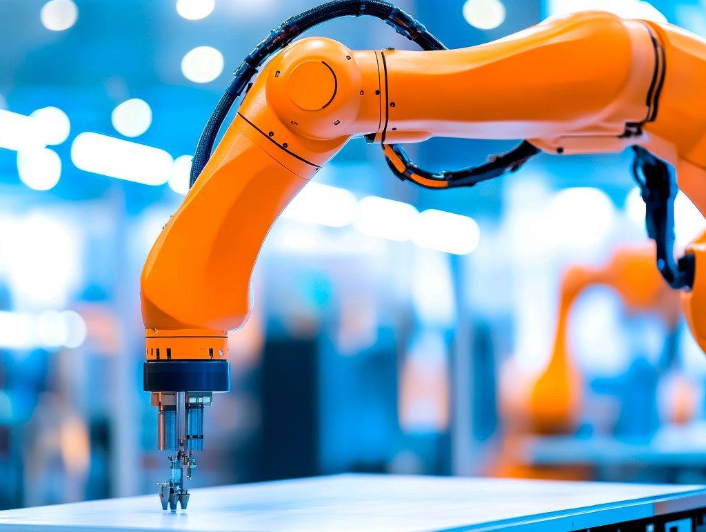 6-axis robot orange in factory