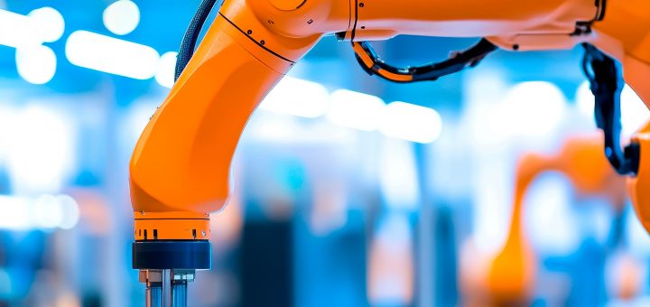 6-axis robot orange in factory