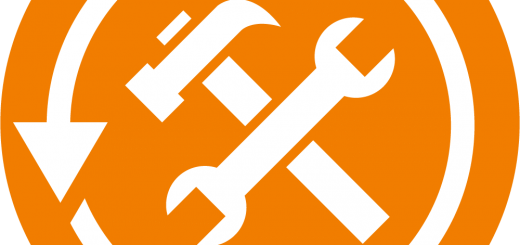tools on an orange background with arrow going around them