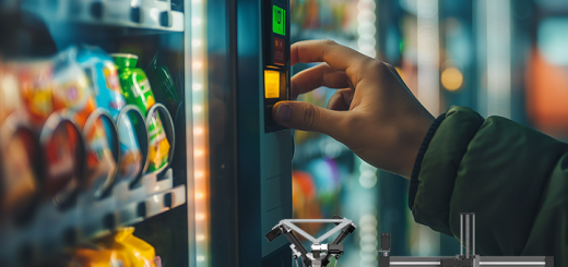 vending machine with delta robot and linear robot on right bottom corner