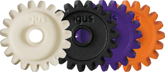 multi-coloured plastic gears by igus