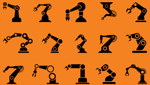 robotic arms on a background of igus orange
