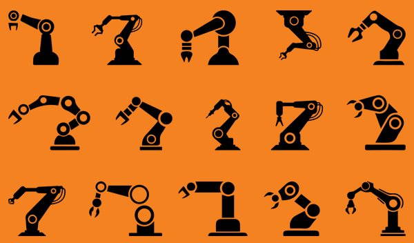 robotic arms on a background of igus orange
