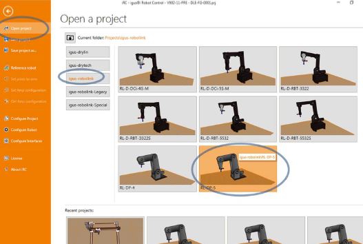 igus robot control screenshot