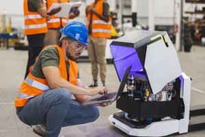 worker with agv