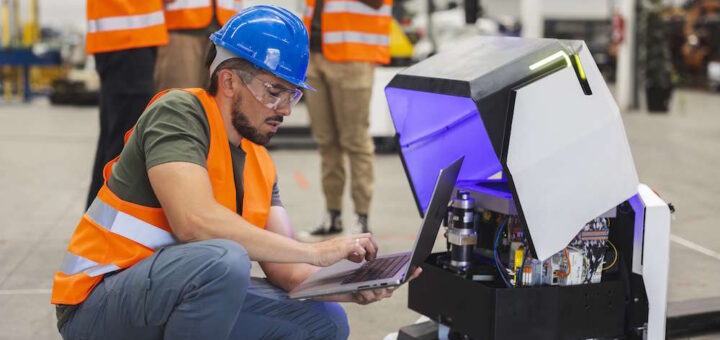 worker with agv