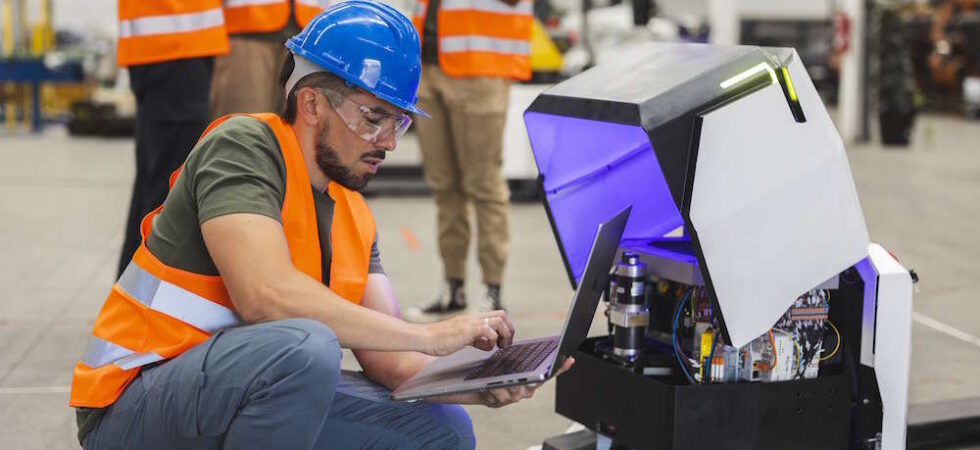 worker with agv