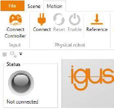 connect software second step of igus robot control setup