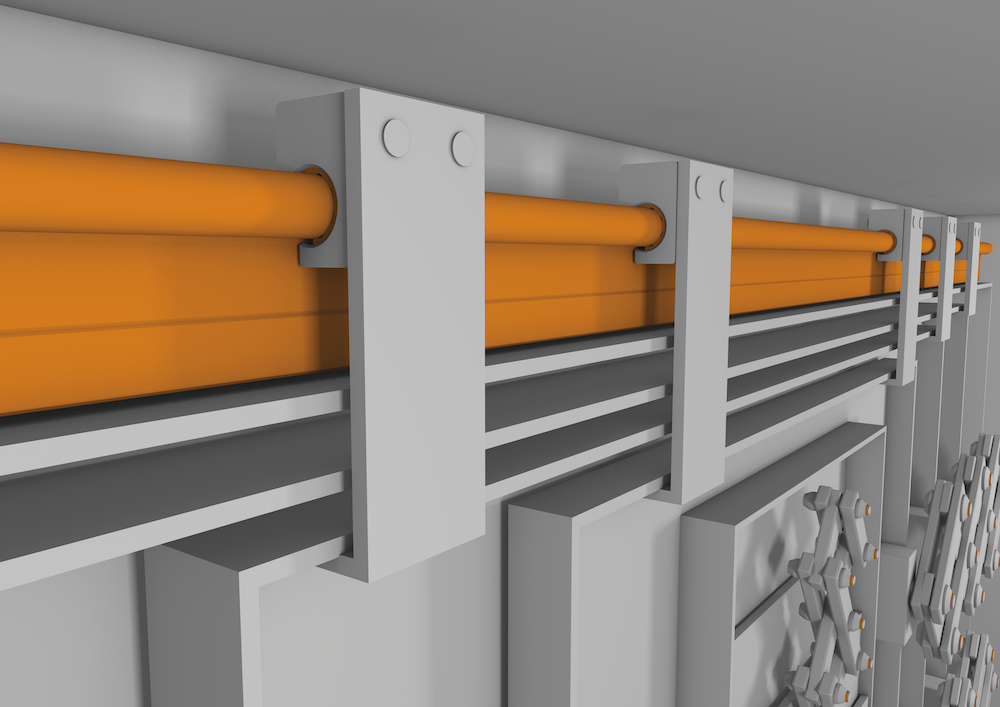 close-up for a linear system on a machine door